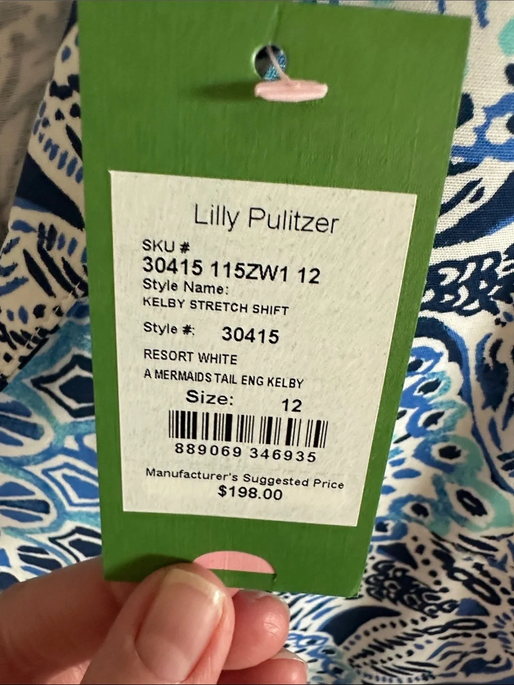 Lilly Pulitzer Blue and White Printed Mini Dress NWOT